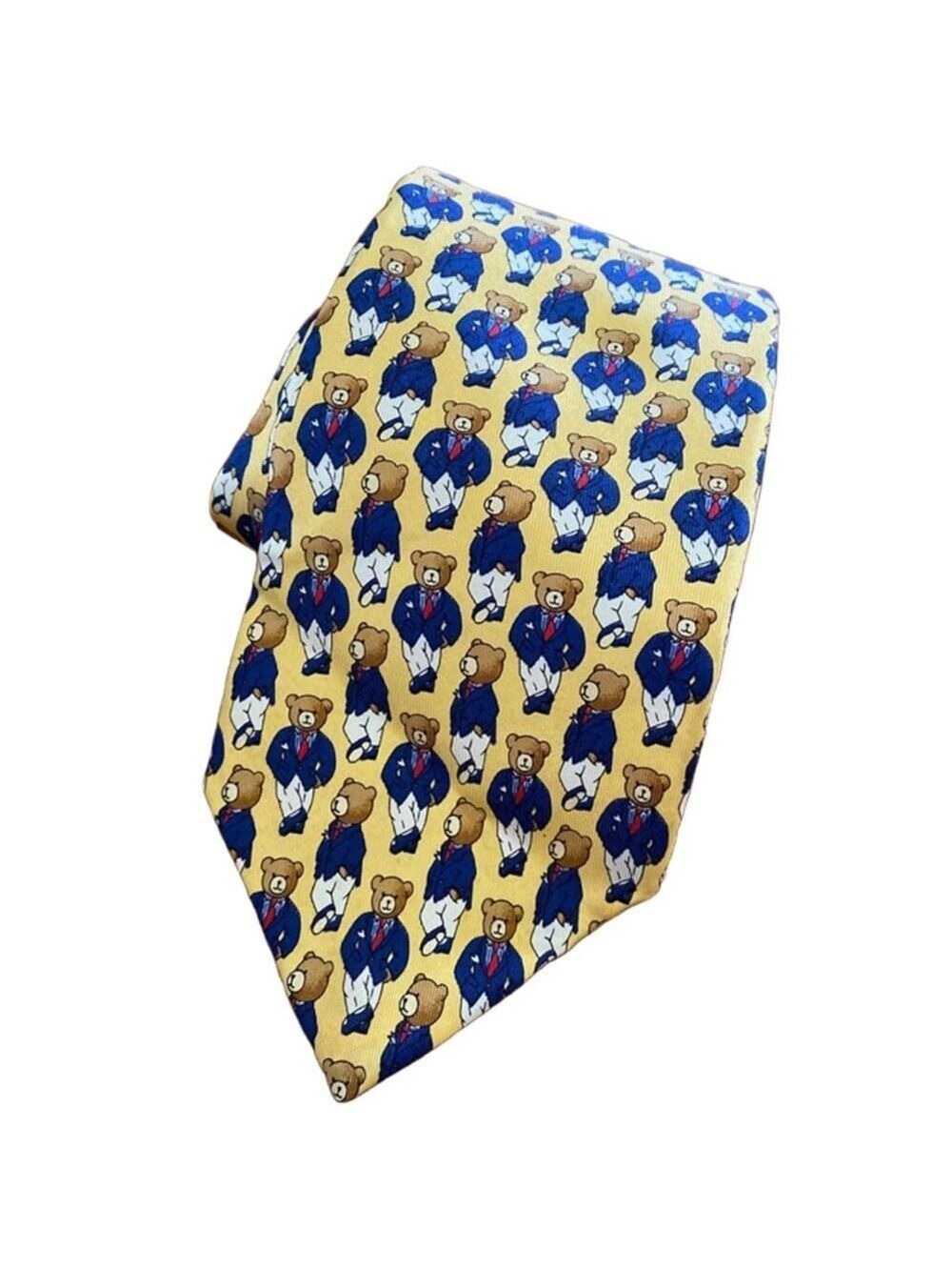 Men's Huntington Tie Yellow Blue Bear One Size